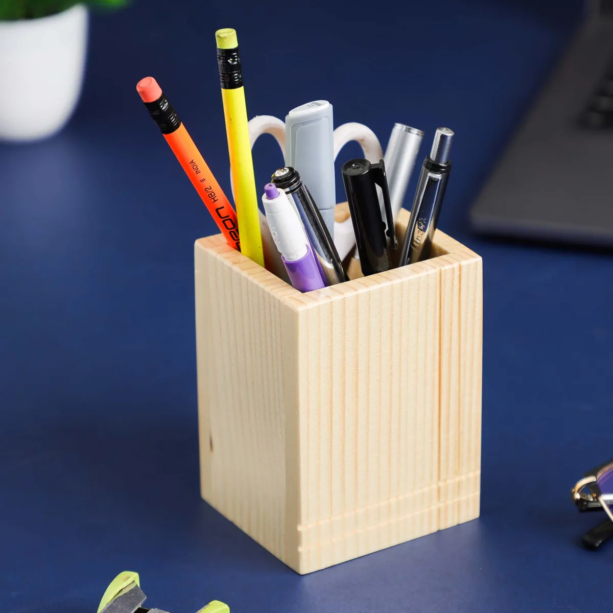Wooden Pen Stand Cosmos