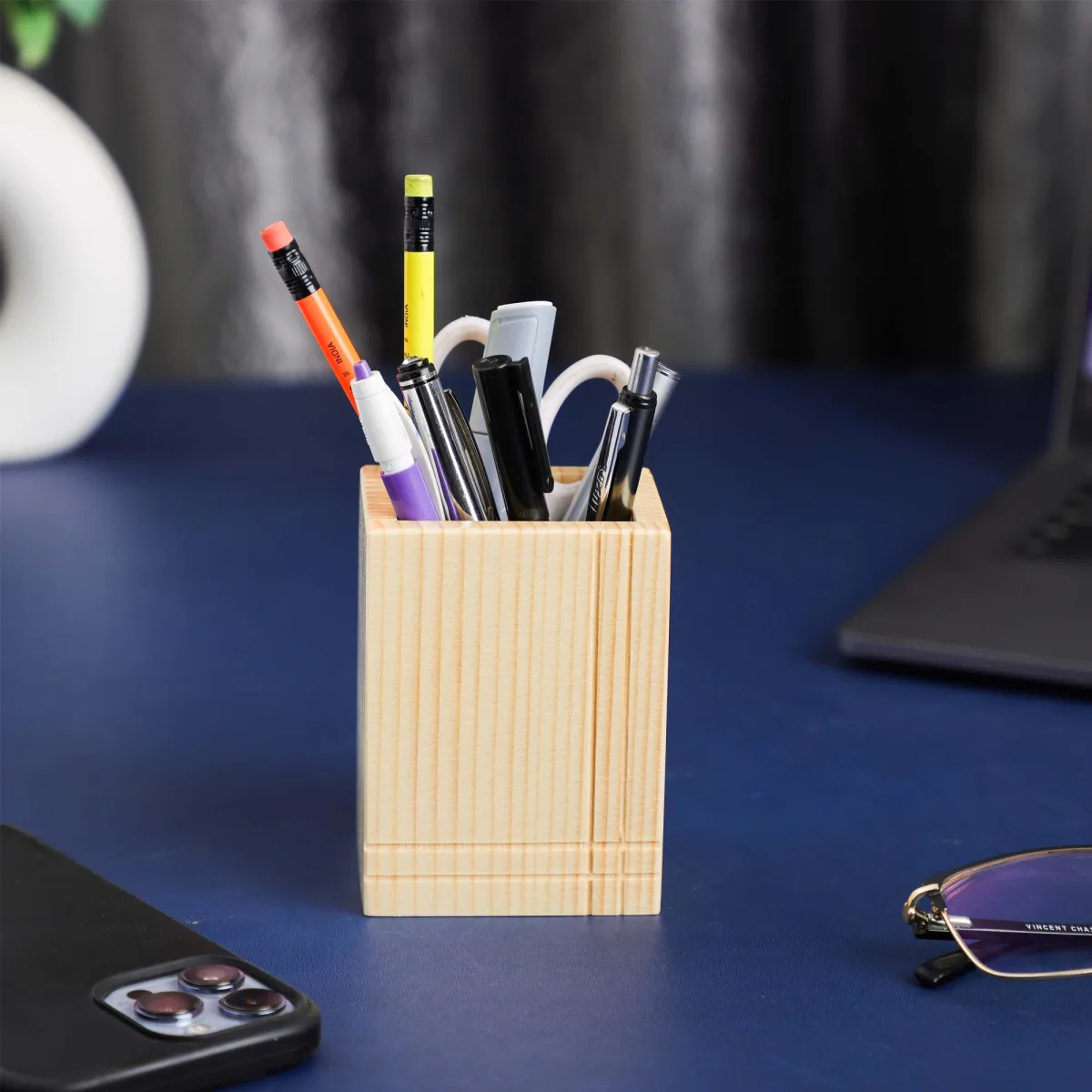 Wooden Pen Stand Cosmos