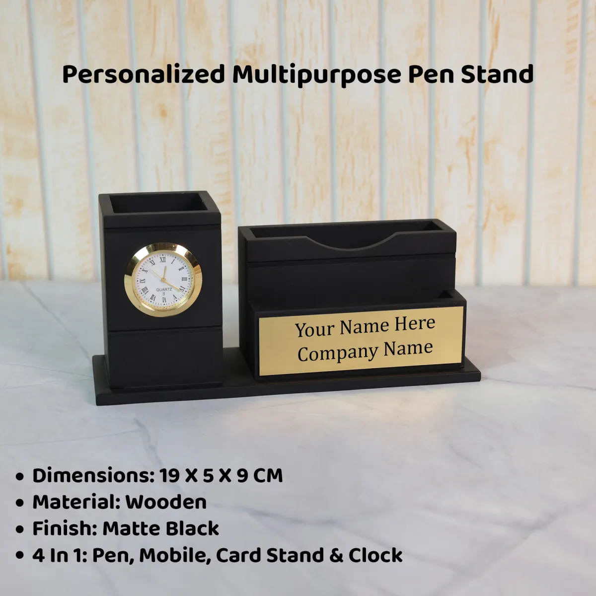 Wooden Pen Stand Vintage (Black)